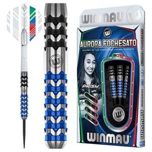 WINMAU Aurora Fochesato 22 Gram Professional Steeltip Tungsten Darts Set with Flights and Stems (Shafts)