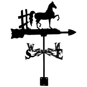 Retro Durable Weather Vane Metal Horse Wind Direction Indicator Outdoor Bracket Metal Animal Wind Vane For Outdoor Garden Decoratio
