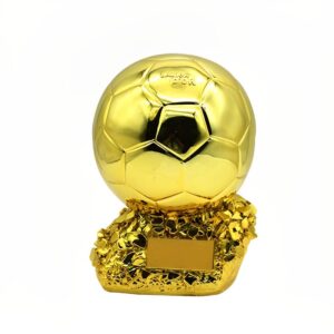 qichemaoy Resin Soccer Ballon d'Or Trophy Plating Gold Color Football Best Player Award Trophies Fans Home Decor Display Ornaments