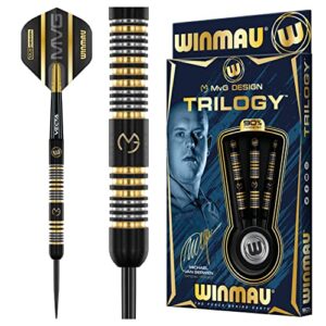 WINMAU Michael Van Gerwyn MvG Trilogy 23g Gram Professional Steeltip Tungsten Darts Set with Flights and Stems (Shafts)
