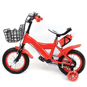 12 Inch Bike Children Bicycle Beginner Bike Outdoor Indoor Bike Carbon Steel Kids Bike Children's Bicycle Gift with Assist Wheels for 2-5 Year Olds