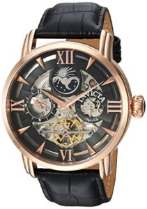 Invicta Men's Objet d'Art Stainless Steel Automatic-self-Wind Watch with Leather-Calfskin Strap