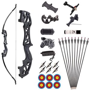 53" Archery Takedown Recurve Bow and Arrows Set 30/40 lbs Metal Riser Recurve Hunting Bow for Adult Beginner Longbow Kit Right Hand Target Practice