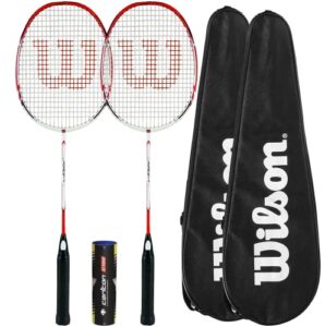 Wilson Force Lite Graphite BLX Badminton Twin Racket Set & Shuttles
