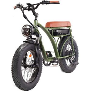 Bezior Fat Tire Electric Bike XF001 Retro Bike 48V 20"x4" Electric Mountain Bike Dirt Ebike for Adults 7-Speed 3 Riding Modes