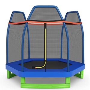 COSTWAY 7ft Kids Trampoline with Safety Enclosure Net