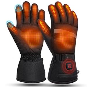 Heated Gloves for Men Women Rechargeable: 3.7V 5000 mAh Waterproof Touchscreen Heating Gloves Thermal Hand Warmer for Motorcycle Riding Skiing Hunting Driving Winter Outdoor Snow Work