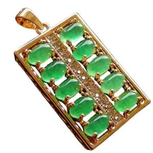 ENPAP Abacus Pendant Pendant Gold Pendant Jade Green Emerald Green Pendant Necklace-Gold