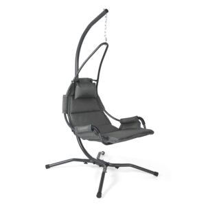 Swings Chair Hanging Garden Hammock for Indoor and Outdoor Stand Set with Antracite Cushion Relaxing Steel Frame with Strong Chain Supporting up to 18st (120kg)
