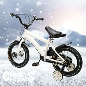 Children's Bicycle 14 Inch Kids Bike Beginner Bike with Training Wheel Scarbon Steel Kids Bike Height Adjustable Kids Bike with Fenders for Kids 3-6 Years Old