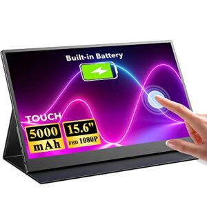 15.6" Portable Monitor Touchscreen with 5000mAh Rechargeable Batteries