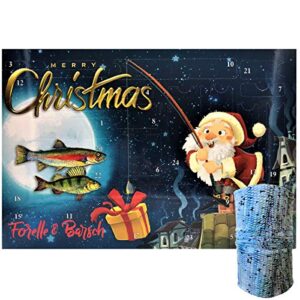 Mega Fishing Fishing Advent Calendar - Spinfischer Angel Christmas Calendar - Predatory Fish Advent Calendar Including Multifunctional Cloth in Matching Target Fish Desig