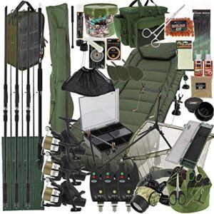Next Generation Tackle NGT BIG BOY Complete Carp Fishing Setup 3x Rods 3x Reels Tackle Holdall Bedchair Terminal Tackle