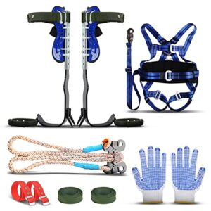 HUKOER Tree Climbing Tree Spikes with 2 Gears and 5 Point Safety Straps