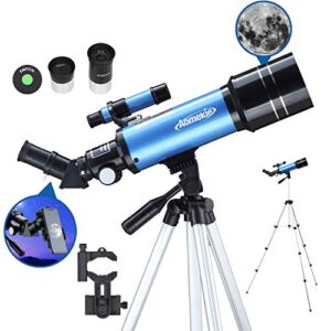 Aomekie Telescopes for Kids Beginners Adults 400/70mm Astronomical Telescope with Adjustable Tripod Phone Adapter and Metal Moon Filte