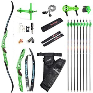 Archery Recurve Bow and Arrows Set ILF Bow Riser and Limbs 66/68/70 Inch Aluminum Riser Takedown Recurve Bow for Athletic Competitio