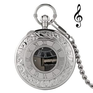 Jrechio Music Quartz Pocket Watch Playing Music Chain Watch Locomotive Art Collectibles Best Gifts For Men Women (Color : C) zhengzilu