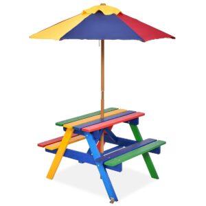 TANGZON Kids Picnic Table Set with Detachable and Foldable Umbrella