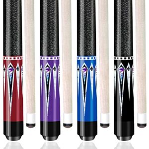 Wakefa Billiard Pool Cue Stick: 58 inch Pool Sticks Set of 4
