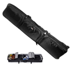 Padded Snowboard Bag with Wheels - Rolling Double Ski Bag Portable Waterproof - Store & Transport Travel Bag for Air and Road Trips/Black / 180x30cm