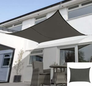Kookaburra Waterproof Garden Sun Shade Sail Canopy with Fixing Kit in Charcoal 98% UV Block (Rectangle