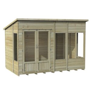 Forest Garden 10' x 6' Forest Oakley Double Door Pent Summer House (3.10m x 2.03m)