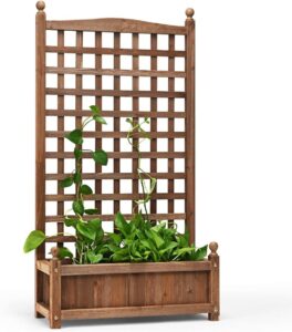 TANGZON Wooden Plant Stand with Trellis