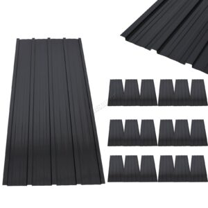 BIRCHTREE 18x Roof Sheets Corrugated Garage Shed Side Panels Metal Roofing Covers Carport Greenhouse 1200x516mm RSS02 Black