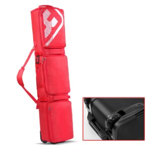 Fully Padded Waterproof Snowboard Bag - Rolling Outdoor Snow Ski Bag with Wheels and 3 Storage Compartments Perfect for Road Trips and Air Travel/red / 165cm/64.9inch