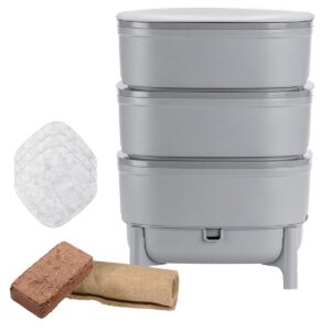 WORMcube Grey Design & Compact I 3 trays Wormery I Complete kit I Worm Drowning Stop Filte