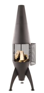 Radar Products Space Rocket Style Fire Pit Chimenea with Cover & Removable BBQ Grill - 400mm x 400mm x 1800mm
