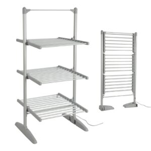 Electric 3 Tier Clothes Dryer Foldable Heated Drying Rack Indoor Clothes Horse Dryer With 36 Drying Rails Stainless Steel Fast Laundry Drying Towel Warme