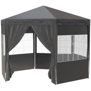 Outsunny 4m Hexagonal Portable Party Tent Outdoor Event Camping Gazebo Canopy with 6 Removable Sidewalls