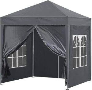 Pop Up 2M Garden Gazebo with Side Panels Outdoor Party Tent Outdoor Garden Marquee Canopy Party Wedding Camping Tent with Carry Bag Event Shelter Tent for Outdoor Camping Wedding (Grey)