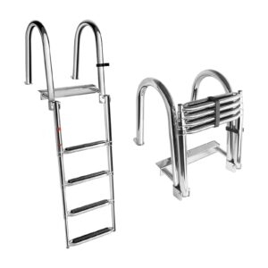 MiiR Bath Ladder Boat Pool Ladder Stainless Steel 4-Stage Pool Ladder with Non-Slip Steps for Yacht Deck Swimming Pool Bridge Load Capacity 200 kg