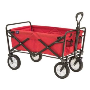 Mac Sports Classic Steel Frame Collapsible Folding Outdoor Utility Garden Wagon Yard Cart with 68 Kilogram Capacity