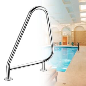 Fetarxue Swimming Pool Handrail Pool Rail 304 Stainless Steel Stair Rail Hand Grab Rail Curved Rustproof Mount Rail Plate Slides Inground Pool Railing SPA Handle