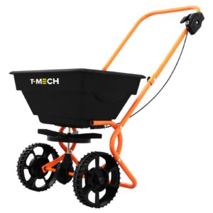 T-Mech Rotary Spreader Seed Fertiliser Grass Gritter Rock Salt Lawn Garden Outdoor Sand Grit Winter Fertilizer Variable Flow 55lbs / 25kg