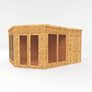 Waltons 13' x 9' Premium Corner Summerhouse with Side Shed
