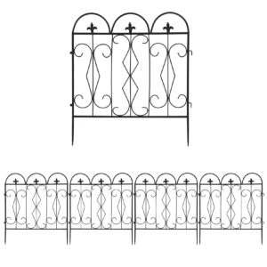 UNHO Garden Border Fence Panels: 60 x 61 cm Metal Garden Fencing Outdoor Decorative Edging Fence Animal Barrier for Lawn Landscape Flower Bed Vegetable Fence Pack of 5