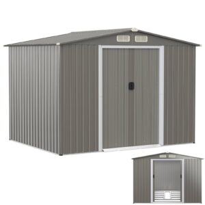 COSTWAY 8 x 6FT Galvanized Metal Garden Shed