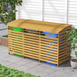 Warmiehomy 3 Wheelie Bin Storage Outdoor Triple Wheelie Bin Storage Wheelie Bin Hideaways for Outside Bin Shed for Garden