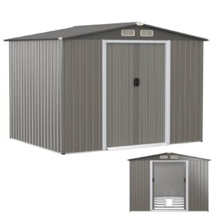 COSTWAY 8 x 6FT Galvanized Metal Garden Shed