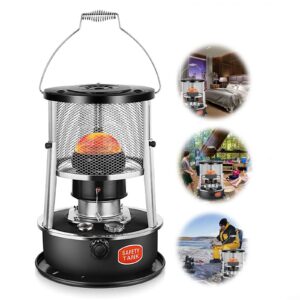 Home Kerosene 4.5L Black Stove Portable Paraffin Oil Heater Weather Resistant Universal Commercial Patio Burner Stainless Steel For Outdoor Survival Hiking Traveling Picnic BBQ