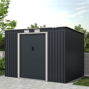 Charles Bentley Metal Galvanised Steel Shed 8.6ft x 6f