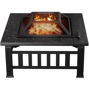 Devoko Fire Pits for Garden Outdoor Fire Pits 3 in 1 with Log Poker