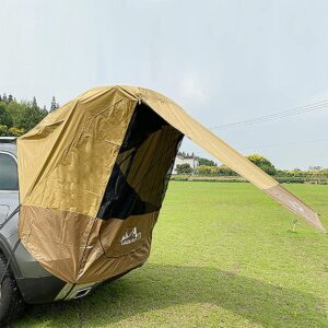 ROMYIX Tailgate Shade Awning Tent Waterproof Auto Canopy Camper Trailer Tent Tailgate Awning Tent Roof Top for Car Camping Road Trip Essentials Small to MidSize SUV Van 3000MM Yellow