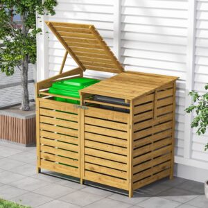 Warmiehomy Bin Store 2 Wheelie Bins Outdoor Wheelie Bin Storage Double Wheelie Bin Hideaways for Outside Bin Shed for Garden
