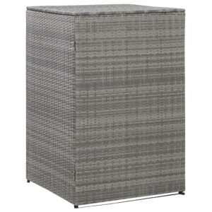 Gardening Anthracite 76cm x 78cm x 120cm Single Wheelie Bin Shed Poly Rattan Liftable Lid Depositing Door Locking System Water Rot Resistant Powder Coated Steel