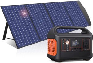 Portable Power Station 600W+100W Solar Panel Folding Dual USB+DC Output